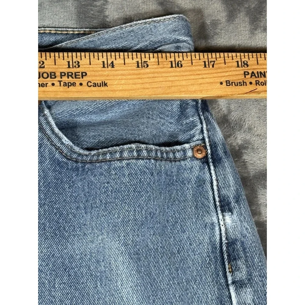 Levi's 505 Jeans Mens 33x27 Light Wash Blue Straight Leg Regular Fit Frayed Hem